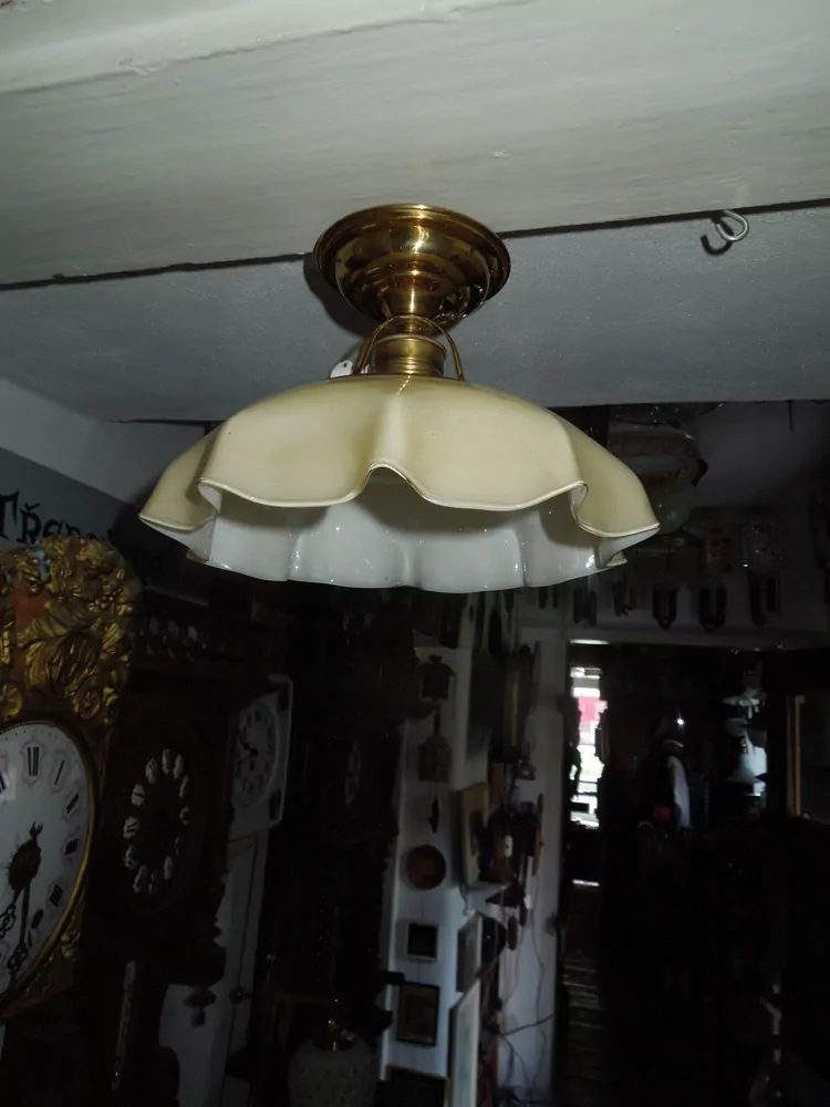 STAROŽITNÝ STROPNICE STARÝ LUSTR 1 KS STÍNÍTKO ŠIRM s vypínačem