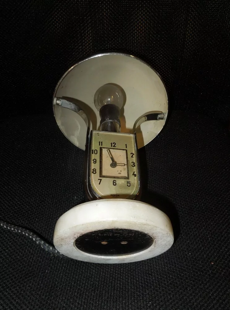 HODINY STOLNÍ KRBOVÉ  V LAMPIČCE S BUDÍKEM ART DECO