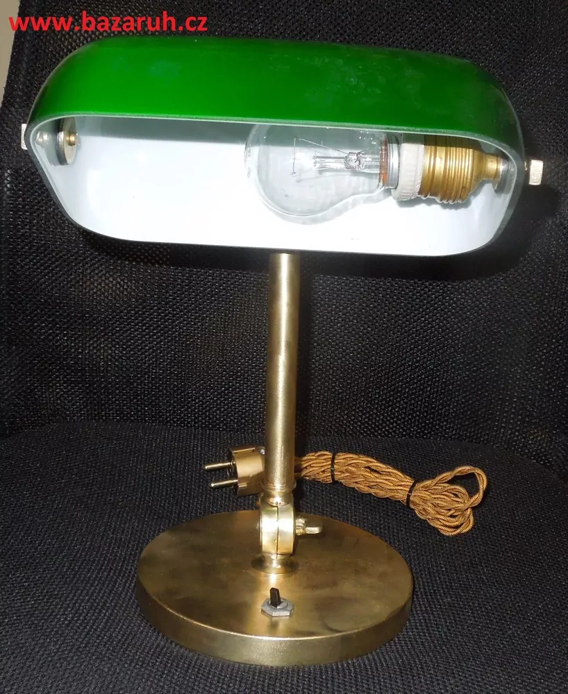 STAROŽITNÁ STOLNÍ LAMPA  BANKOVNÍ ELEKTRICKÁ BANKÉŘKA