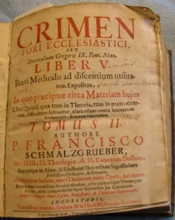 CRIMEN FORI ECCLESIASTICI LIBER V. R. 1717 ??