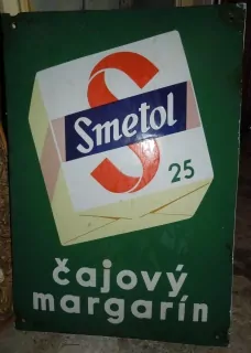 PLECHOVÁ CEDULE SMALTOVÁ SMETOL ČAJOVÝ MARGARÍN