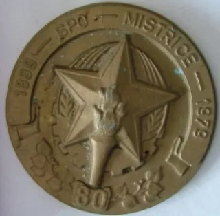 PLAKETA SPO MISTŘICE 1899/1979