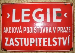 VELKÁ SMALTOVÁ CEDULE LEGIE ZASTUPITELSTVÍ POJIŠŤOVNA