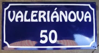 PLECHOVÁ SMALTOVÁ CEDULE VALERIÁNOVÁ 50