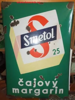 PLECHOVÁ CEDULE SMALTOVÁ SMETOL VELKÁ 87 X 60 CM