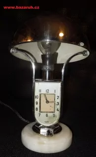 HODINY STOLNÍ KRBOVÉ  V LAMPIČCE S BUDÍKEM ART DECO