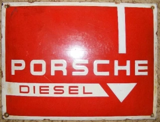 PLECHOVÁ SMALTOVÁ CEDULE PORSCHE DIESEL