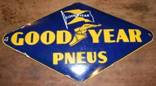 PLECHOVÁ SMALTOVÁ CEDULE GOODYEAR PNEUS