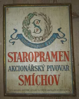 PLECHOVÁ CEDULE PIVOVAR STAROPRAMEN SMÍCHOV