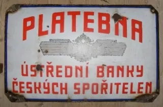 PLATEBNA SMALTOVÁ PLECHOVÁ CEDULE RU