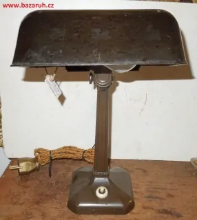 STAROŽITNÁ STOLNÍ LAMPA ELEKTRICKÁ, BANKÉŘKA