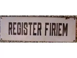 PLECHOVÁ SMALTOVÁ CEDULE REGISTER FIRIEM