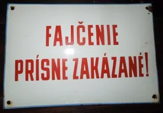 PLECHOVÁ CEDULE SMALTOVÁ FAJČENIE PRÍSNE ZAKÁZANÉ !