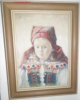 OBRAZ ŽENA V KROJI HORŇÁCKO sig. Pernica Vojtěch 