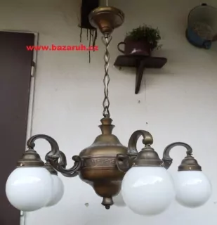 STAROŽITNÝ MOSAZNÝ LUSTR