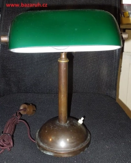 STAROŽITNÁ STOLNÍ LAMPA BANKOVNÍ ELEKTRICKÁ BANKÉŘKA