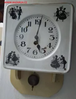 HODINY NÁSTĚNNÉ PÉROVÉ PORCELÁNOVÉ ROKOKO