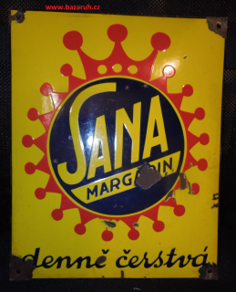 PLECHOVÁ SMALTOVÁ CEDULE SANA