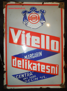PLECHOVÁ SMALTOVÁ CEDULE VITELLO