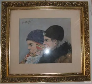 OBRAZ ŽENA A MUŽ V KROJI , KROJ SIGNOVÁNO