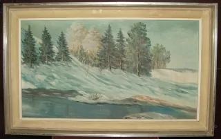 OBRAZ ZIMNÍ KRAJINA - U VODY SIG....