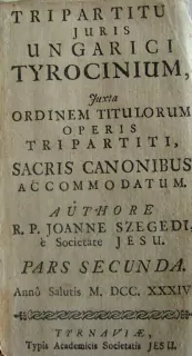 STARÁ KNIHA 1734 TYRNAVIE