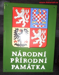 PLECHOVÁ SMALTOVÁ CEDULE NÁRODNÍ PŘÍRODNÍ PAMÁTKA