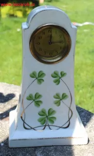 HODINY STOLNÍ KRBOVÉ PORCELÁNOVÉ JETEL, ČTYŘLÍSTEK