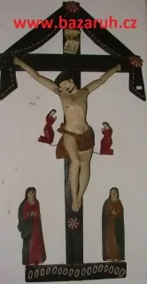 DŘEVOŘEZBA JEŽÍŠ KŘÍŽ LIDOVKA Kristus Marie ?