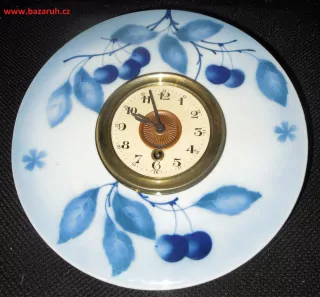 HODINY PORCELÁNOVÉ KUCHYŇSKÉ PORCELÁNKY MODRÉ TŘEŠNĚ TEPLICE